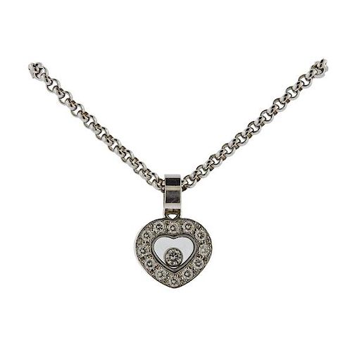Chopard 18K Gold Floating Happy Diamond Heart Pendant Necklace