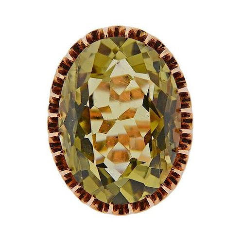 14K Gold Yellow Stone Dome Ring