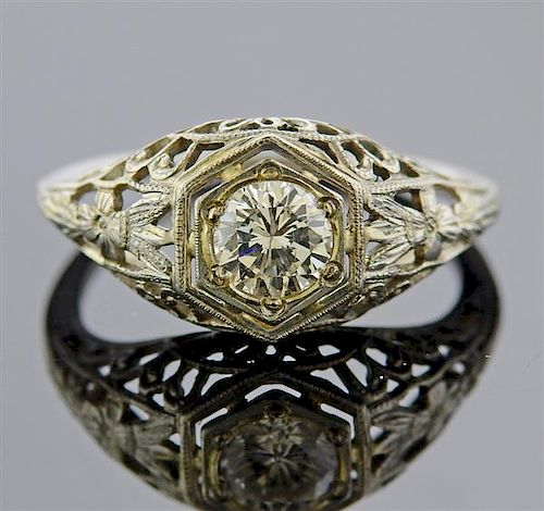 Filigree 18K Gold Diamond Ring
