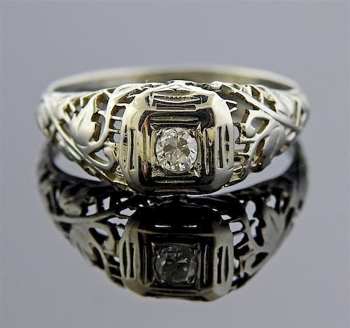 Art Deco 18K Gold Diamond Ring