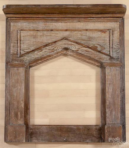 Pine mantel, mid 19th c., outside - 48'' x 43'', in