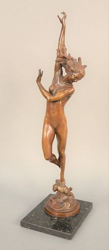 Harriet Whitney Frishmuth (1880-1980), "Crest of the Wave", bronze figure on granite base, signed dated on bottom Harriet W.Frishmuth 1925, Foundry ma