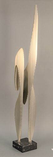 Ahmad Al - Shaikhly (B1941), "Intimacy", abstract metal sculpture, signed titled and dated on base Intimacy, Oct 1977, AL-Shaikhly with revolving base