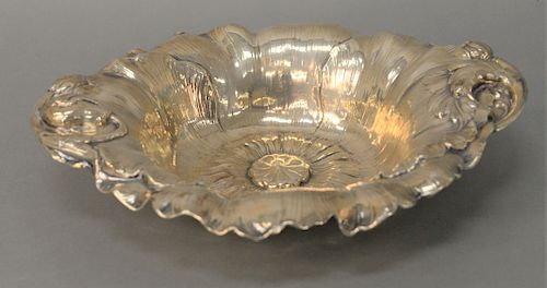 Sterling Silver Bowl, in form of a flower. height 2 3/4 inches, length 13 1/2 inches, 20.7 troy ounces.