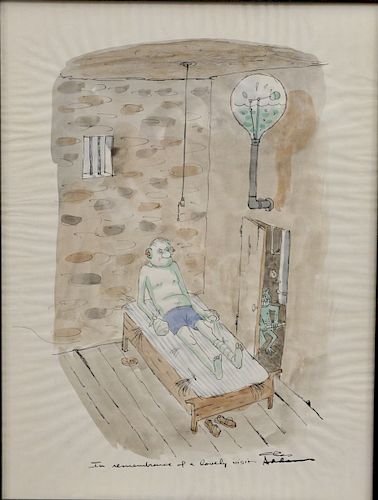 Charles Samuel Addams (1912 - 1988), "In remembrance of a lovely visit", ink, wash and watercolor on paper, signed lower right Chas Addams, titled bot