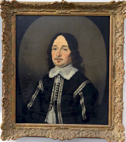 Dutch 17th Century Portrait of a man, oil on cradled board, unsigned having painted crest top left.