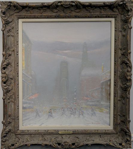 Johann Berthelsen (1883 - 1972), "Time Square New York, NY", oil on canvas, signed lower right Johann Berthelsen, signed and titled on back. 24" x 20"