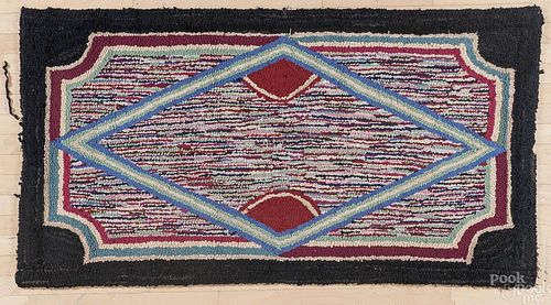 American geometric hooked rug, early 20th c., 35''