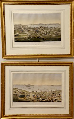 Gifford and Nagel Panoramic View of San Francisco 1862, set of four lithographs, from Russian Hill; section (1) looking west, section (2) looking nort