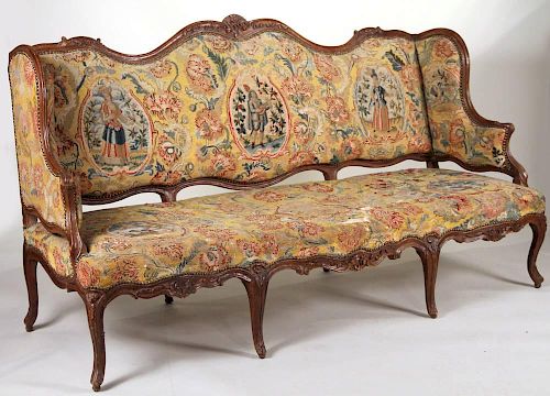 Louis XV Walnut Needlepoint-Upholstered Settee