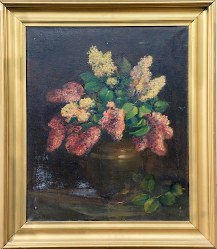 Charles Ethan Porter (1847 - 1923), still life flowers in vase, oil on canvas, signed lower left C.E. Porter. 24" x 20".
