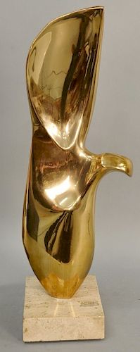 Leonardo Nierman (B1932), "Eagle", polished bronze sculpture, signed and numbered Nierman III/VI. total height 34 1/2 inches.