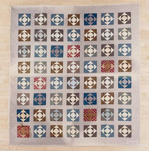 American patchwork quilt, ca. 1900, 79'' x 86''.