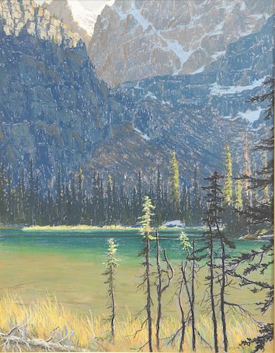 Horace Champagne (B1937), "Mary Lake at Sunset" near Lake O'Hare, yoho, nt, pk, pastel on paper, signed lower right Horace Champagne, Galerie de Belle
