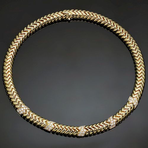 BULGARI Spiga Diamond 18k Yellow Gold Necklace