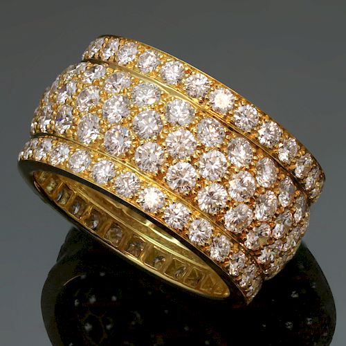 CARTIER Nigeria 18k Yellow Gold 5-Row Diamond Band Size 56 Ring