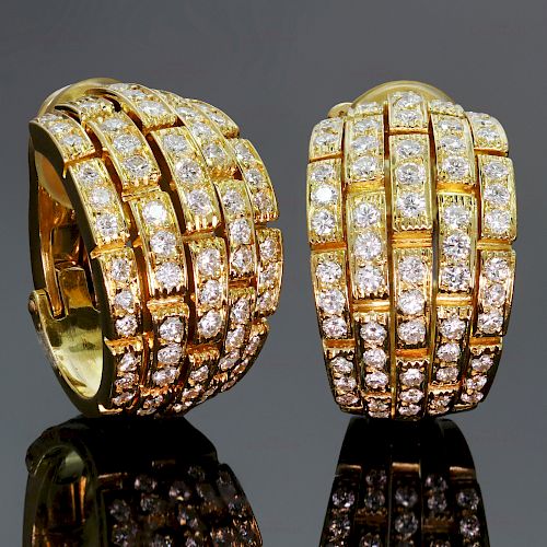 Panthere De CARTIER Diamond 18k Yellow Gold Wrap Earrings