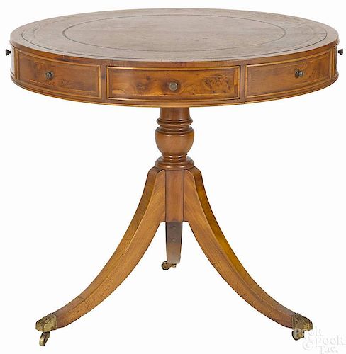 English mahogany and burl veneer rent table, 20th