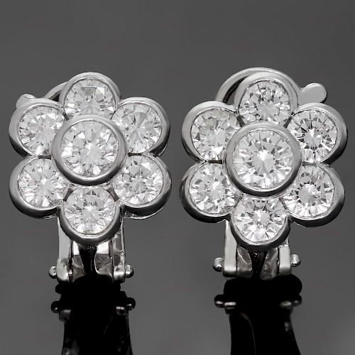 VAN CLEEF & ARPELS Diamond Platinum Flower Earrings