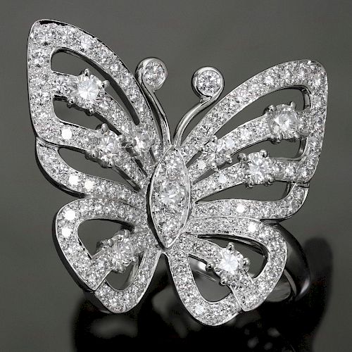 VAN CLEEF & ARPELS Flying Butterfly Between the Finger Diamond 18k White Gold Ring