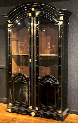 Napoleon III Brass-Inlaid Ebonized Armoire