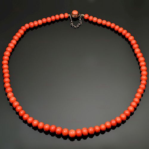 Vintage Natural Red Coral Bead Necklace