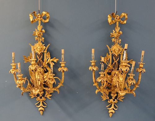 Large And Quality Pair Of Antique Gilt Bronze