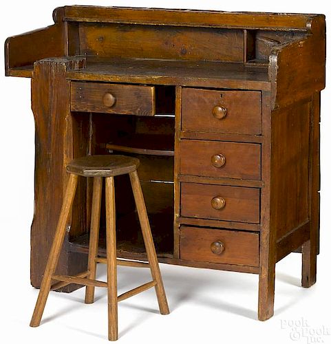Mixed woods workbench, 19th c., together with a s