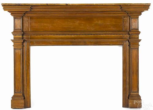 Federal pine mantel, early 19th c., outside - 43''