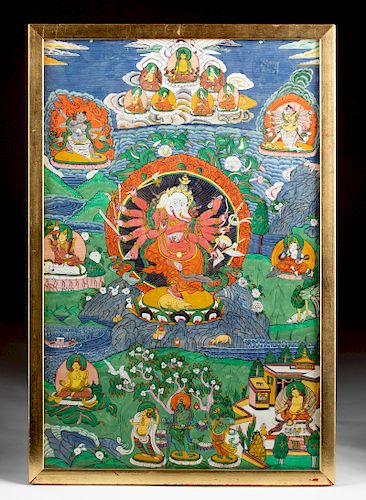 19th C. Tibetan Thangka of Ganapati / Ganesha