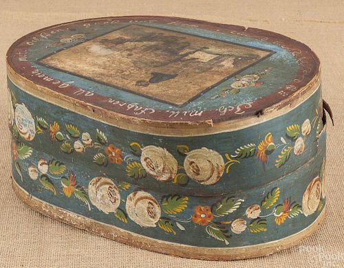 Continental painted bride's box, 19th c.