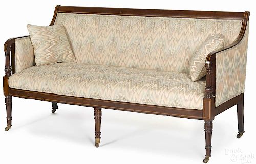 Federal style mahogany love seat, late 19th c., 3