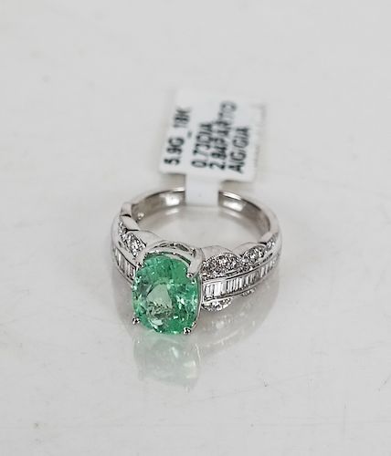 18K Diamond and Paraiba Tourmaline Ring
