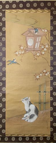 A Japanese Hanging 'Cat' Scroll.