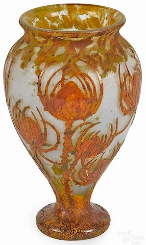 Daum Nancy cameo glass vase, signed on base, 8 1/