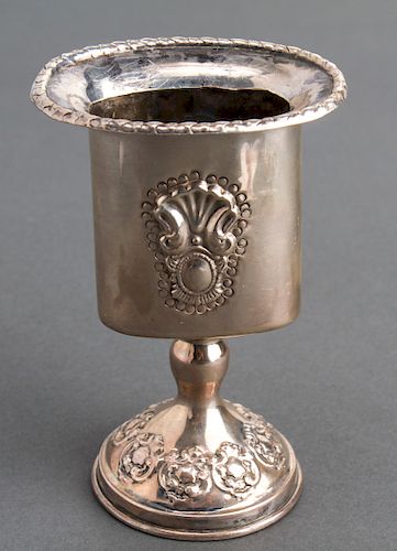 Judaica Silver Havdalah Repousse Candle Holder