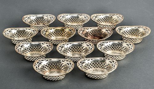 Webster Co. Silver Pierced Nut Dishes Set of 12
