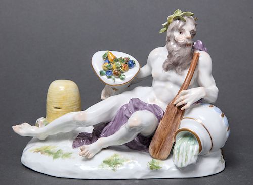 Meissen Porcelain Reclining Satyr Figure