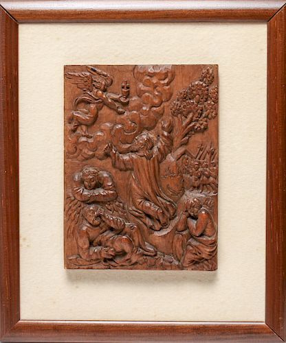 18th C. German Carved Wood "Ascension" Relief