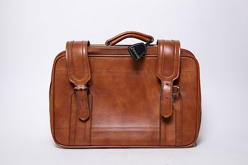 Brown Leather Briefcase with Belt Straps