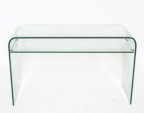Two-Tier Glass Waterfall Console Table