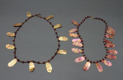 Tess Sholom Beaded Leafy Sample Necklaces, Pair