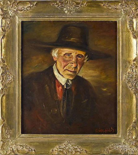 Oil on board portrait of a gentleman, 19th c., si