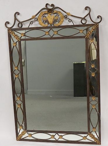Antique Iron Mirror With Gilt Decoration.
