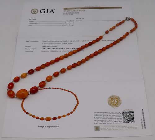 JEWELRY. Amber Necklace, GIA Report No. 6204706788