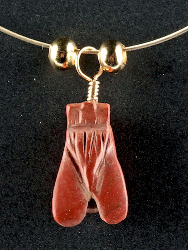 Egyptian Jasper Fly Bead on 12K Gold Necklace