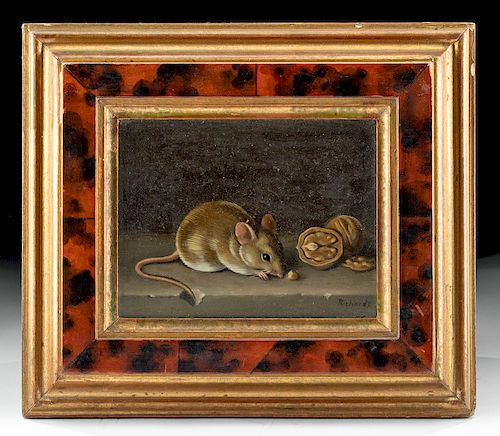 Framed William Richards Painting - Mouse with Walnuts