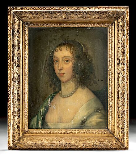 Framed 17th C. Portrait of Miriam Stansfield Draper