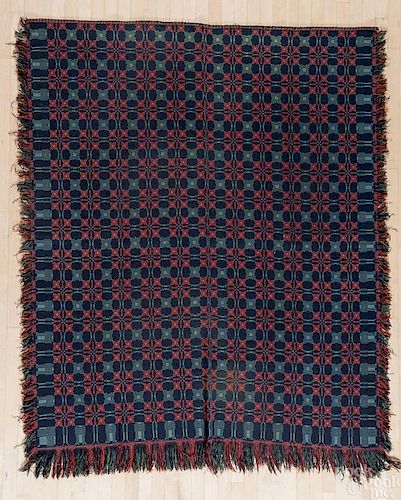 Jacquard coverlet, dated 1856, together with an
