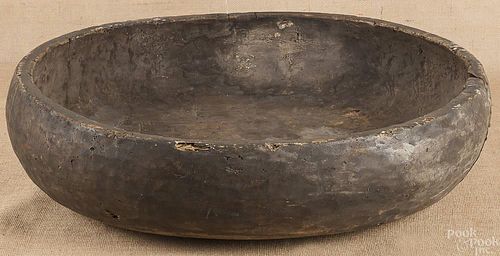 Large wooden bowl, ca. 1900, 31'' dia.